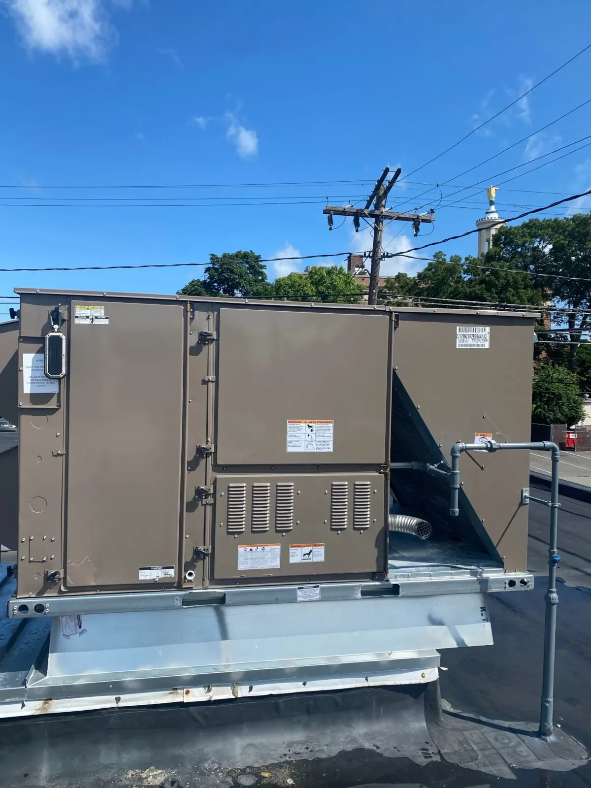 Commercial rooftop HVAC unit installation