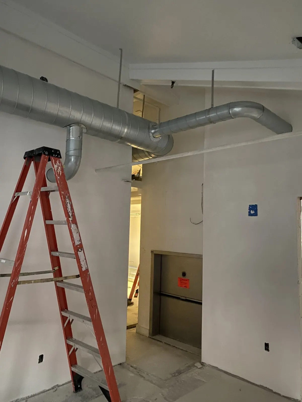 Another view of round duct installation